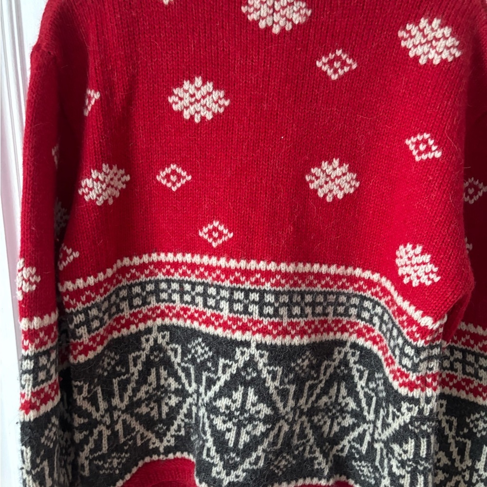 Women’s Eddie Bauer Vintage Wool Alpaca Blend Fair Isle Cardigan Sweater Medium - Picture 5 of 14